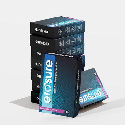 Erosure Extra Thin Premium Condoms | 90 Count Thinnest Condom For Men | Premium Condom Bubblegum Flavour