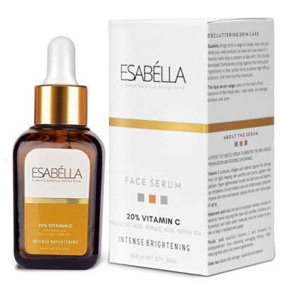 Esabélla 20% Vitamin C Face Serum for Intense Skin Brightening with Hyaluronic Acid & Green Tea (30 ml)