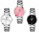 Espoir Analog Stainless Steel Combo Pack of 3 Multi Colour Dial Girl's and Women's Watch - Manisha Combo White Pink Black...