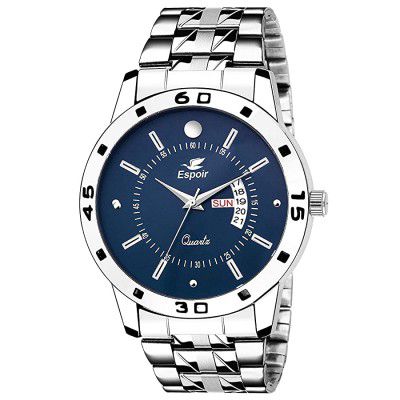 Espoir Stainless Steel Day and Date Blue Dial Analog Mens Watch Nail0507