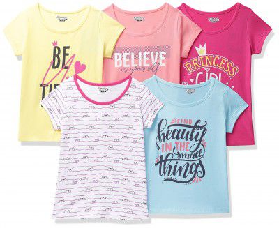 ETEENZ Girls Regular T-Shirt (ESOC43079XXGTO_Multi Color 09-10 Years)