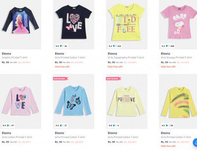 Eteenz Girls T-shirts Starts ₹89