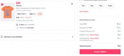 Eteenz Kids T-shirts Starts ₹65 | With Coupon