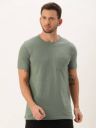 ether  Men Solid Round Neck Pure Cotton Green T-Shirt...