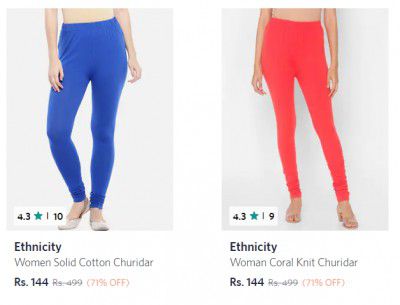 Ethnicity Women Solid Cotton Churidar at ₹144