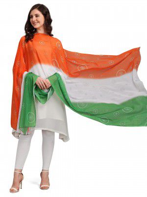 EthnicJunction Women's All Over Printed Chiffon Dupatta (Tricolor A_Multicolour).