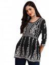 EthnicJunction Women's Georgette Chikankari Embroidered Short Kurti...