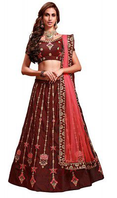 EthnicJunction Womens Silk Semi-stitched Lehenga Choli