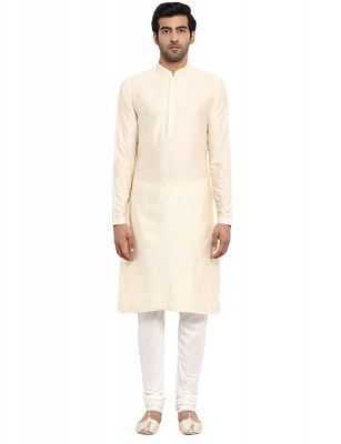 ethnix Beige Regular Fit Silk Kurta Set
