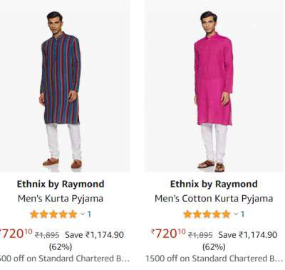 Ethnix by Raymond Men's Kurta Pyjama Upto 62% Off