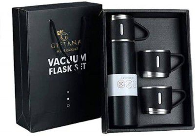 eTrack Stainless Steel Vacuum Flask with 3 set of Steel Cup Combo 500 ml Flask  (Pack of 1, Multicolor, Steel)