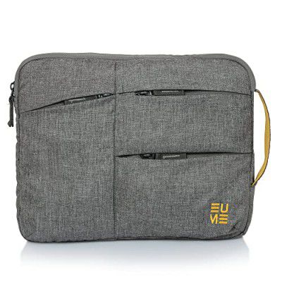 EUME Bliss 14.4 Inch Laptop Sleeve Polyester Laptop Case Cover Pouch with 3 Extra Pocket with Handle - Grey Color