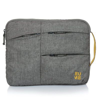 EUME Bliss Laptop Sleeve Polyester Laptop Case Cover Pouch with 3 Extra Pocket with Handle - Grey Color