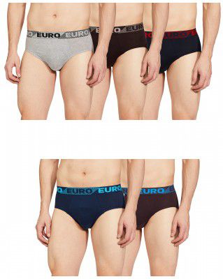 Euro Mens Cotton Brief (Pack of 5) (Colors May Vary)