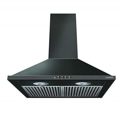 Eurodomo 60 cm 1000 m³/hr pyramid Kitchen Chimney (HOOD CARBON PB BK 60 (EURODOMO), Baffle Filter, Black)