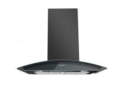 Eurodomo 60 cm 1200 m³/hr curved glass Kitchen Chimney (HOOD GARNET TC BK 60 (EURODOMO), Baffle Filter, Touch Control, Black)