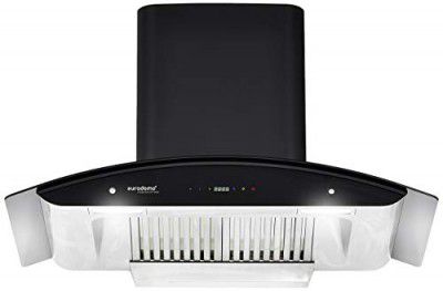 Eurodomo 90 cm 1200 m³/hr Auto-Clean curved glass Kitchen Chimney (Hood Prime HC TC BK 90)