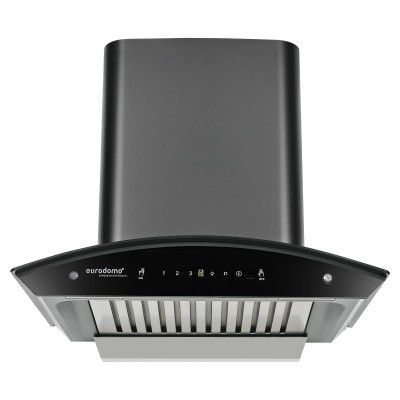 Eurodomo 60 cm 1200 m³/hr Auto-Clean curved glass Kitchen Chimney (Hood Classy Plus HC SC BF BK 60)