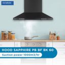 Eurodomo HOOD SAPPHIRE PB BF BK 60 Pyramid Shape 60 cm| 3 Layer Baffle Filter Chimney...