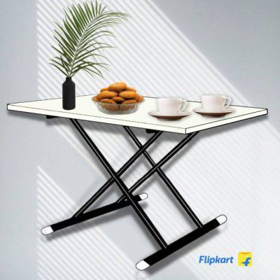 EuroQon Dual Height Adjustable Engineered Wood Coffee Table  (Finish Color - White / Ivory, Pre-assembled)