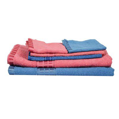 Eurospa Cotton Towel Set 380 GSM (Set of 5, Multicolour)