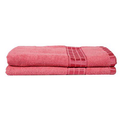 Eurospa Set of 2 Cotton Bath Towel Pink (SPDHFBT152PNL2)