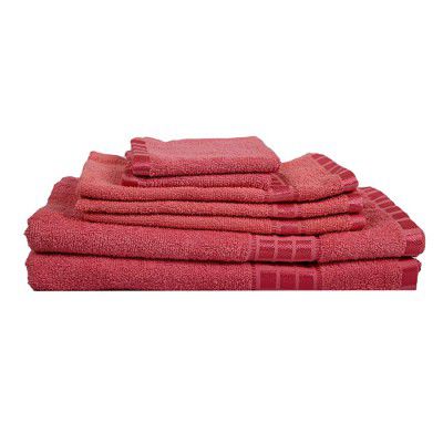 Eurospa Set of 6 Cotton Bath + Hand + Face Towel Set Pink (SPDHFCB157PNM6)
