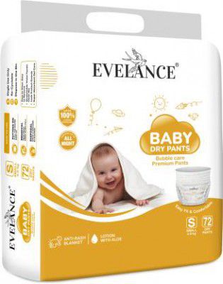 EVELANCE Baby Dry Pants Small Size Bubble sheet care pants, for 4-8kg Baby Weight - S  (72 Pieces)