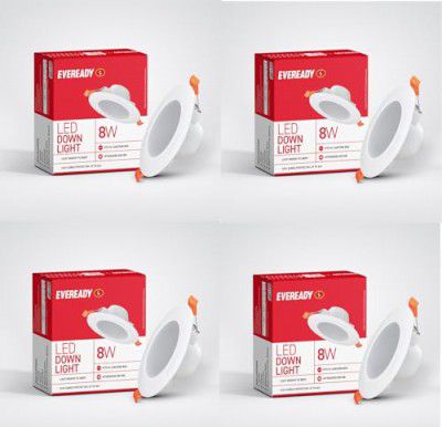 Everady 8W Downlight for Junction Box Round | 6500K Lumen |3 inch Cutout, 22mm Height | Pack of 4
