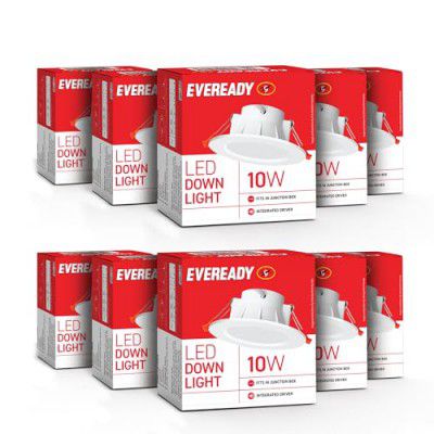 Eveready 10W LED Downlight, Round Shape, Cool Day White, Pack of 10