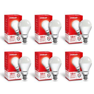 Eveready 18W LED Bulb | 1800 Lumen | Cool Day Light (6500K) | B22 | Pack of 6