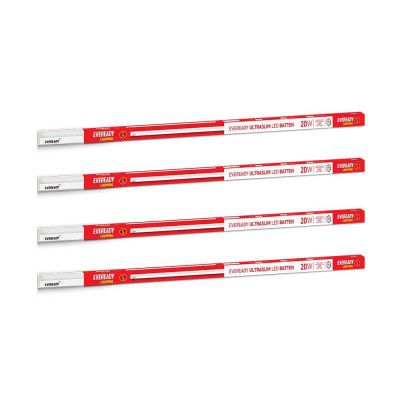 Eveready 20W Ultraslim LED Batten, Cool Day Light (6500K), Stylish, Energy-Efficient & Durable Lighting Solution, Pack of 4