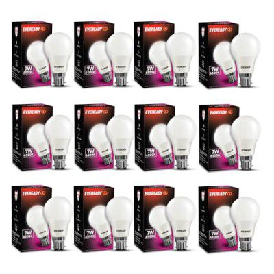 Eveready 7W Led Light Bulb | High Efficiency & Glare-Free Light | Pack Of 12 | Cool Day Light (6500K) - B22D