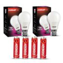 Eveready B22 Base 7-Watt LED Bulb with 4 1015 AA Carbon Zinc Batteries (Cool Day Light) - Pack of 2...