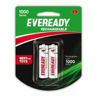 Eveready Rechargeable AA Battery, 600 mAh, 1.2V NiMH, Pack of 2