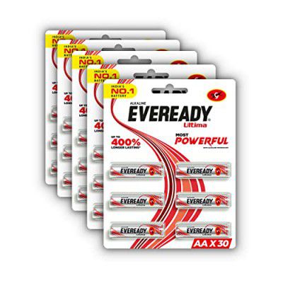 Eveready Ultima AA Alkaline Battery, Pack of 30