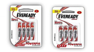 Eveready Ultima Alkaline AAA Battery Pack of 4 + AA Battery Pack of 4 | 1.5 Volt