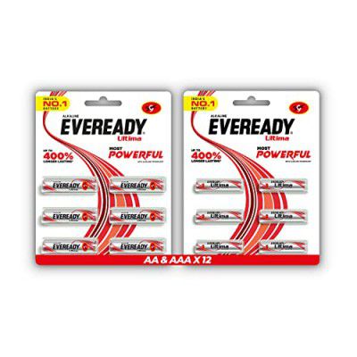 Eveready Ultima Alkaline AAA Battery Pack of 6 + AA Battery Pack of 6