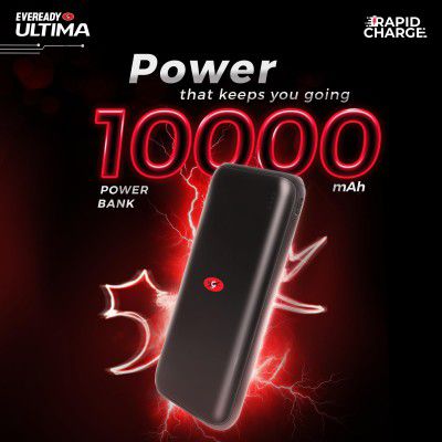 Eveready Ultima Power Bank PB01, 10,000mAh, 22.5W Fast Charging PD & QC Compatible