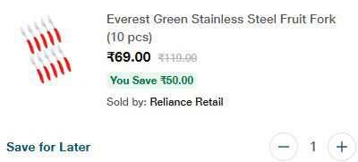 Jiomart : Everest Green Stainless Steel Fruit Fork (10 pcs)