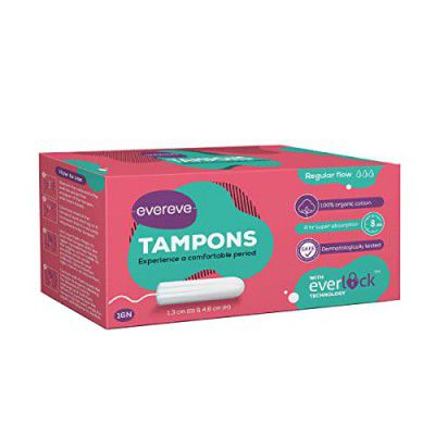 Evereve Tampons 100% Organic Cotton For Regular Menstrual flow 16 pcs