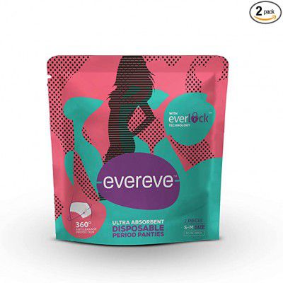EverEve Ultra Absorbent, Heavy Flow Disposable Period Panties for Sanitary Protection & Post-partum use, S-M, 2 Panties