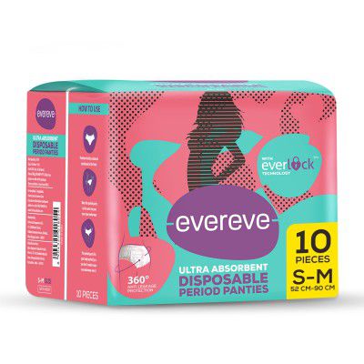 EverEve Ultra Absorbent, Heavy Flow Disposable Period Panties for Sanitary Protection, Maternity Delivery Pads, S-M, 10 Panties