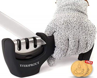 EVERSPROUT Manual 3 Stage Knife Sharpener for Kitchen, Knife Sharpener Rod, Knives Sharpening Tool for Steel Knives