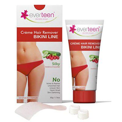 everteen SILKY Bikini Line Hair Remover Creme with Cranberry and Cucumber - 1 Pack (50 g)