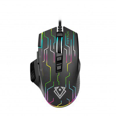 Vertux Kryptonite Gaming Mouse | Wired Mouse | Up to 10000 DPI | RGB Lights | 10 Million Clicks | Ultra-Light Gaming Mouse - Black