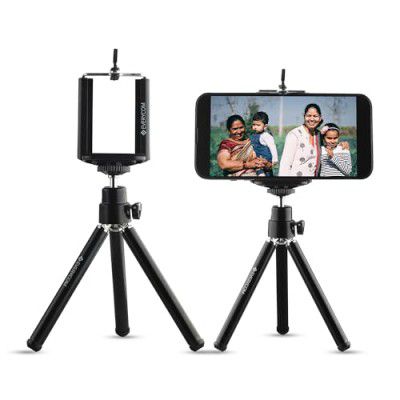 Everycom Mini Adjustable Tripod with Mount Ideal for All Mobile Phones and Digital Camera - Black