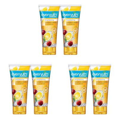 Everyuth Naturals Brightening Lemon&Cherry Face Wash | 150 G (Pack Of 6)
