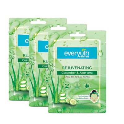 Everyuth Naturals Rejuvenating Cucumber & Aloe Vera Sheet Mask [ Pack of 3 ]