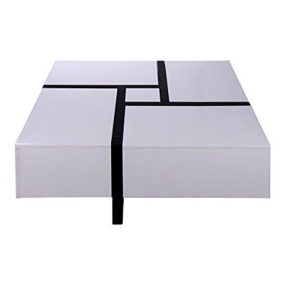 EVOK MDF Zen Engineerwood Coffee Tbale in White/Black Colour